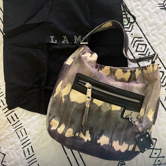 Vintage L.A.M.B. Leather Josephine Tie Dye Handbag w/ Dust Bag - Picture 7 of 15